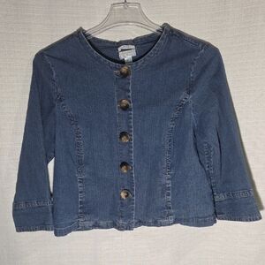 Christopher & Banks Dark Blue Denim Jean Jacket Womens XL Big Buttons